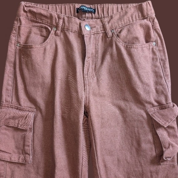 VGUC Juniors Size Small Harper & Ivy Cargo Pocket Pants Taupe 100% Cotton - Picture 4 of 7